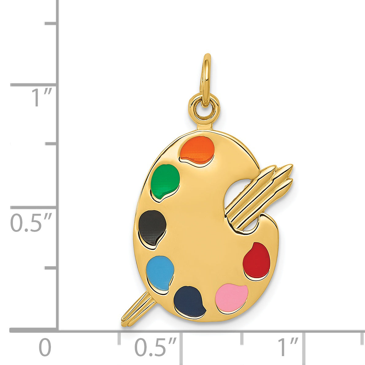 14K Gold Enameled Artist Palette Charm with Polished Finish