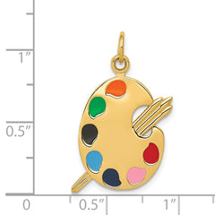 14K Gold Enameled Artist Palette Charm with Polished Finish