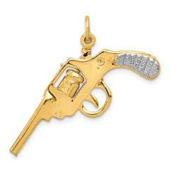 14k and Rhodium Moveable Revolver Charm