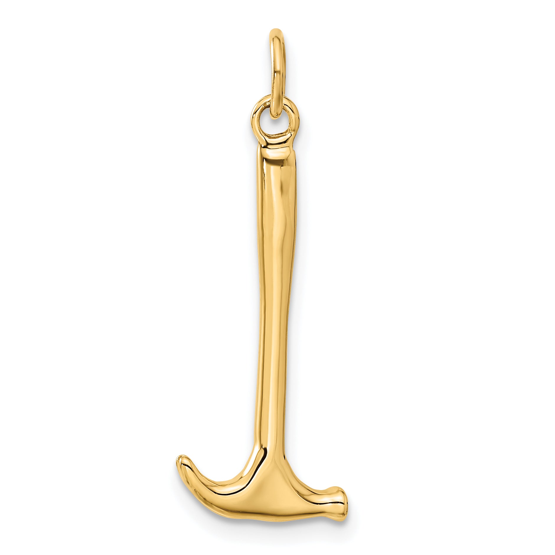 14K Gold 3D Hammer Charm with Polished Finish for Men  Elegant Themed Design