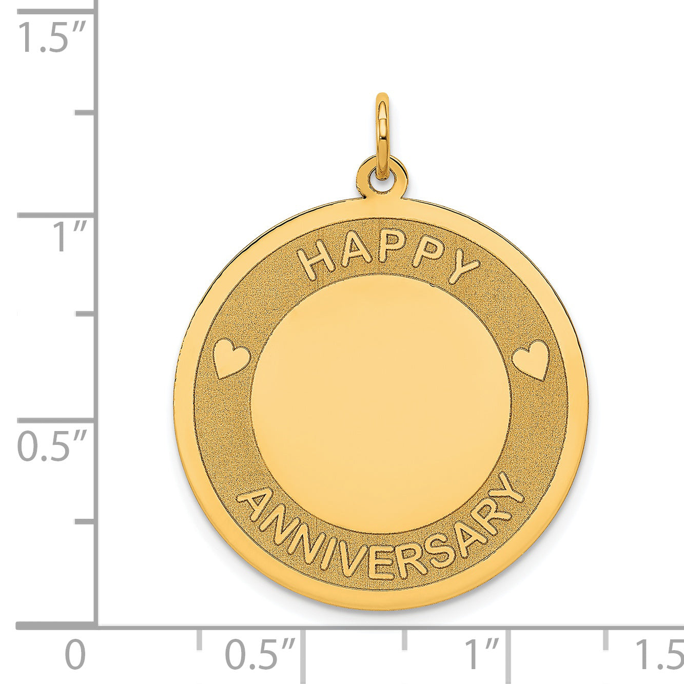 14K Gold Engravable Happy Anniversary Charm with Polished Laser Design