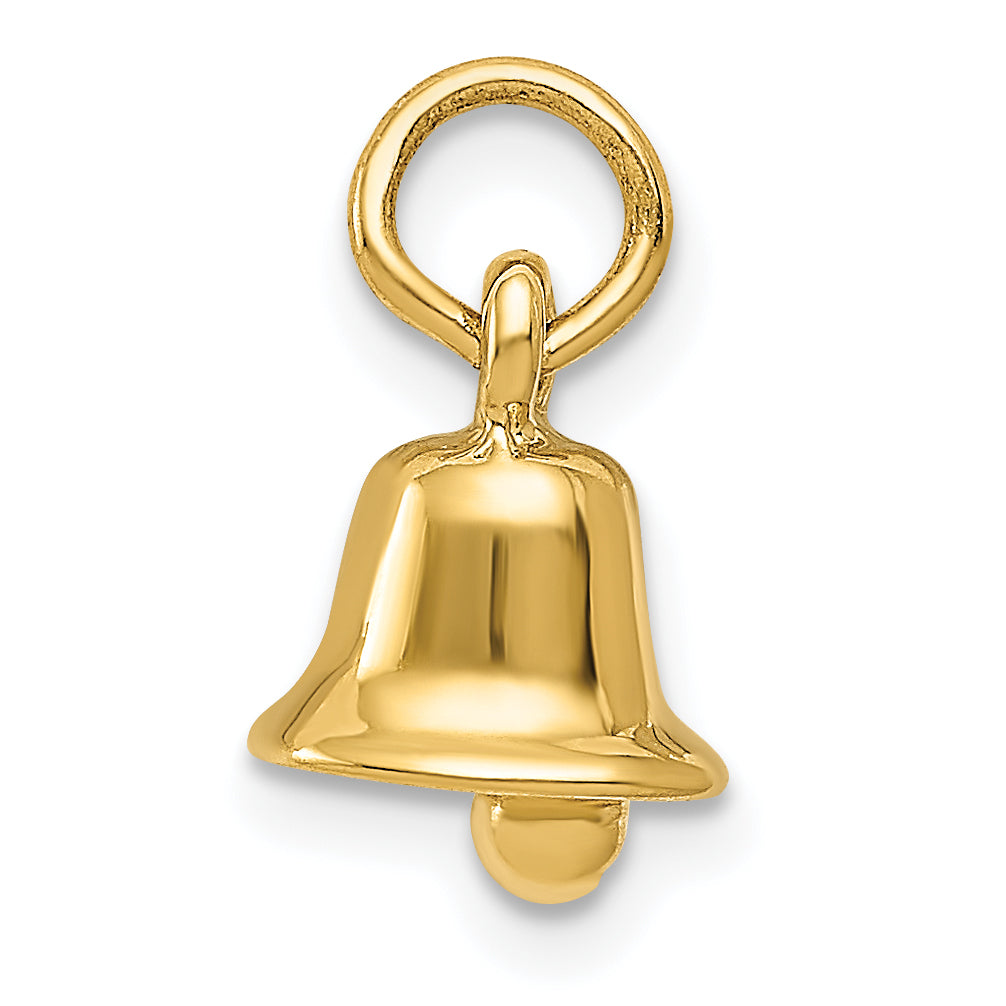 14K Gold 3D Wedding Bell Charm with Polished Moveable Design