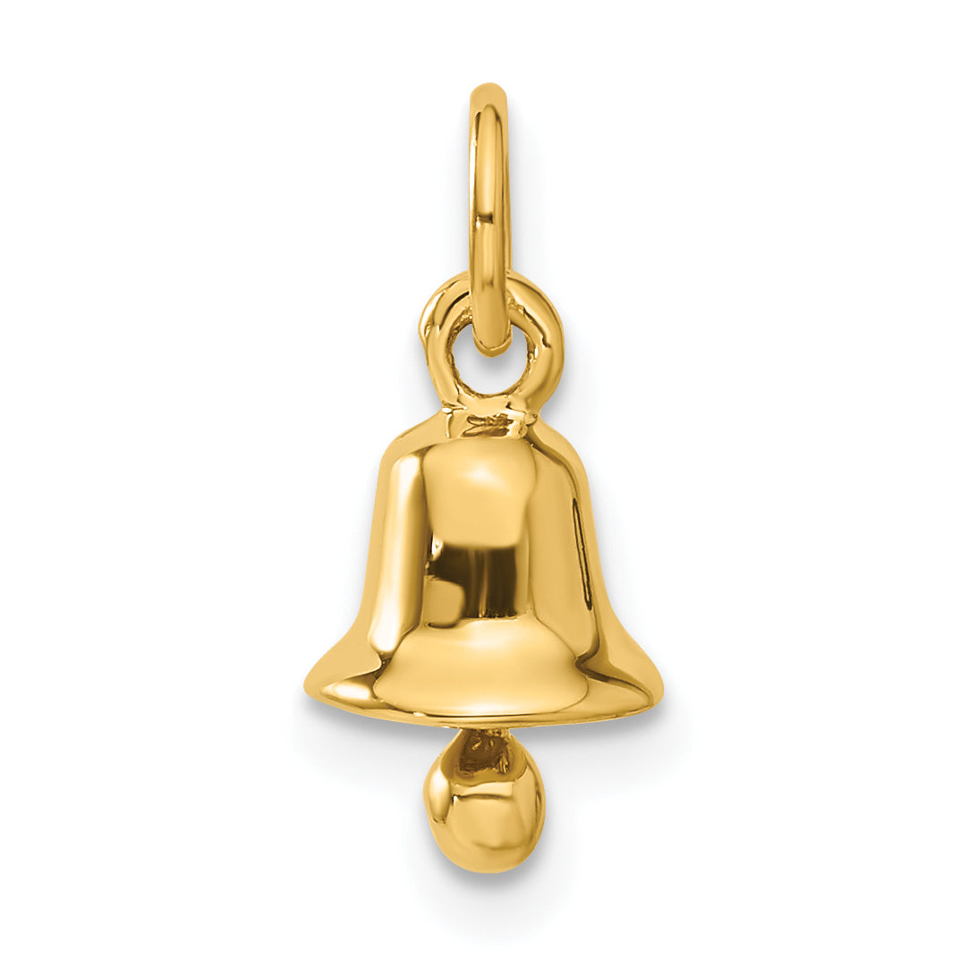 14K Gold 3D Wedding Bell Charm with Polished Moveable Design