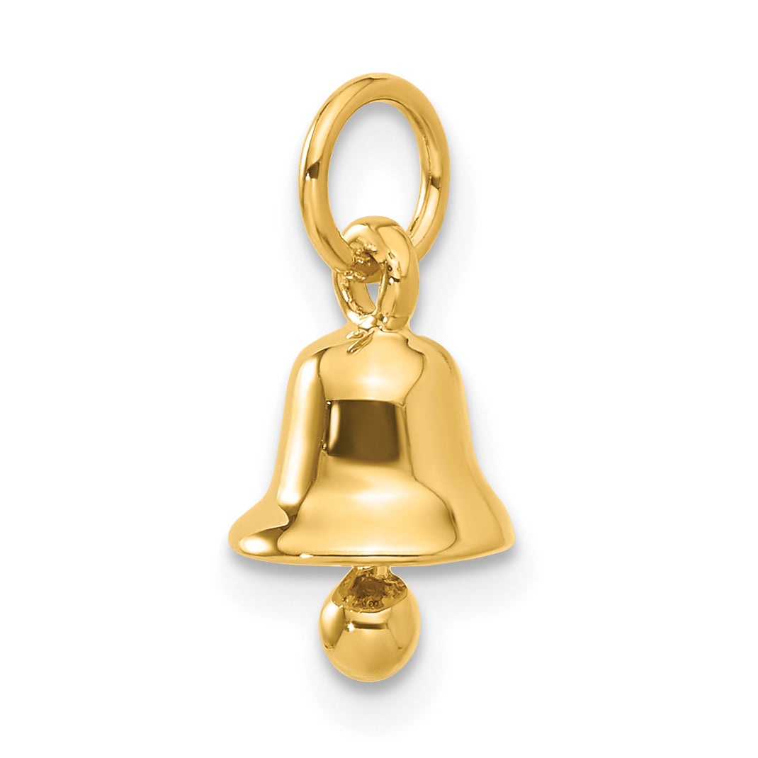 14K Gold 3D Wedding Bell Charm with Polished Moveable Design