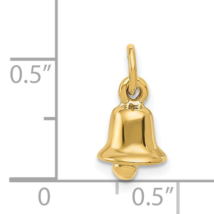 14K Gold 3D Wedding Bell Charm with Polished Moveable Design