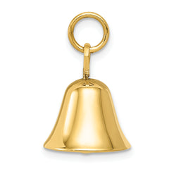 14K Gold 3D Moveable Wedding Bell Charm with Polished Finish