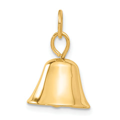 14K Gold 3D Moveable Wedding Bell Charm with Polished Finish