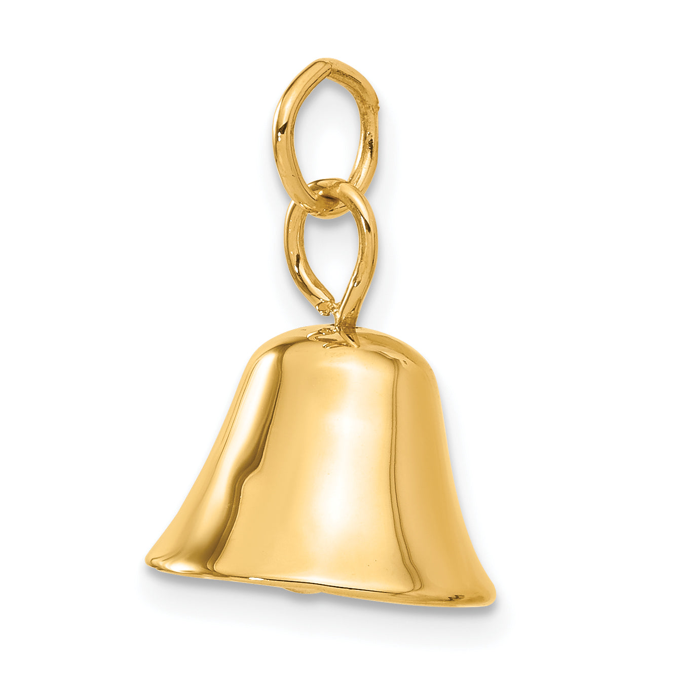 14K Gold 3D Moveable Wedding Bell Charm with Polished Finish