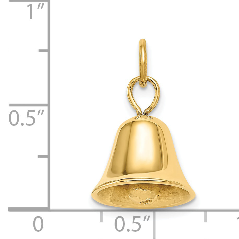 14K Gold 3D Moveable Wedding Bell Charm with Polished Finish