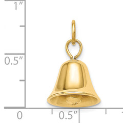 14K Gold 3D Moveable Wedding Bell Charm with Polished Finish