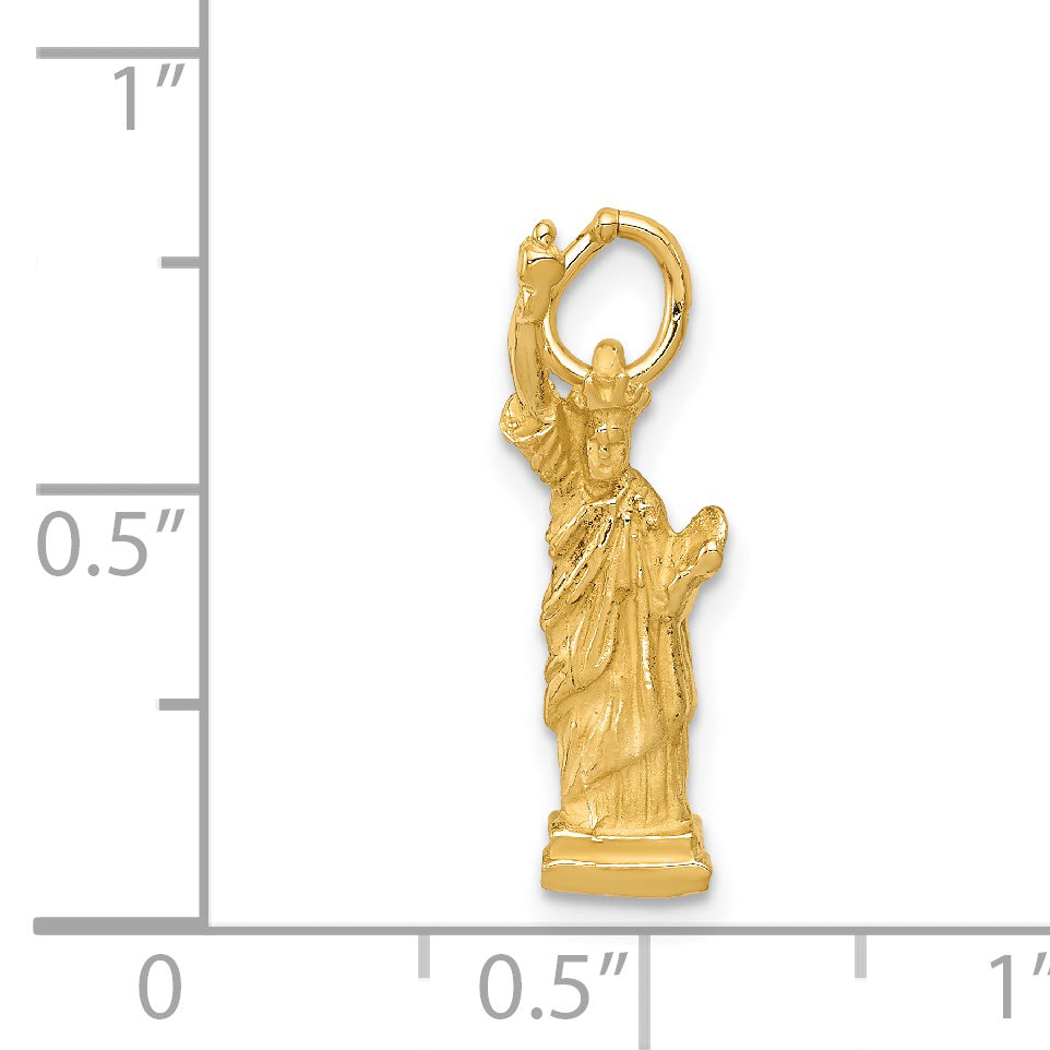 **14K Gold 3D Statue of Liberty Charm with Polished Finish  Elegant Symbol of Freedom**