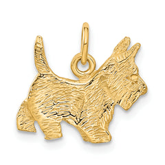 14K Gold Polished Scottie Dog Charm with Ruby Eye