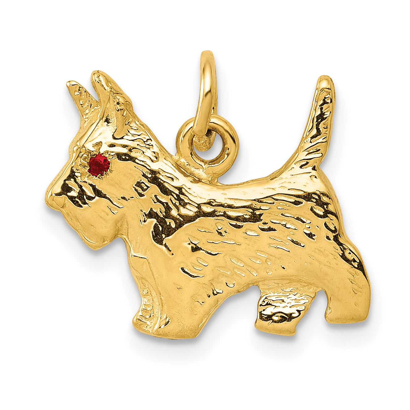 14k Ruby Eye Scottie Dog Charm