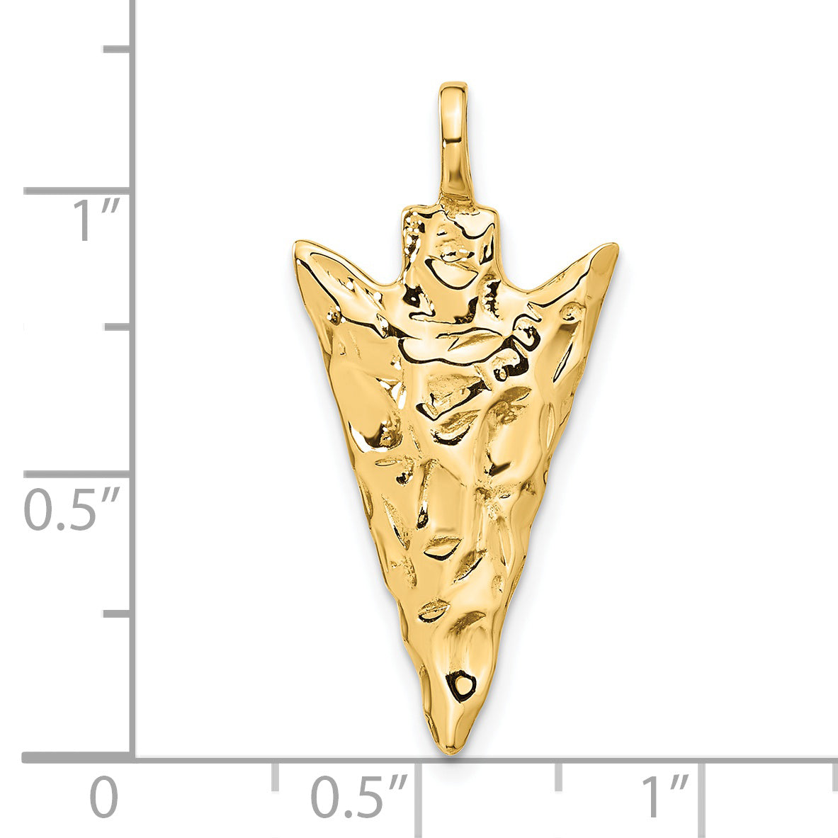 14K Gold 3D Arrow Head Charm for Men with Polished Finish