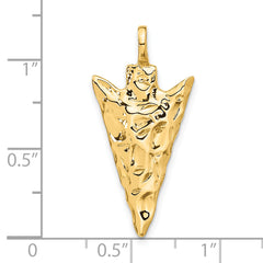 14K Gold 3D Arrow Head Charm for Men with Polished Finish