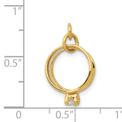 14K Gold 3D Wedding Charm with White CZ Stone Elegant and Polished