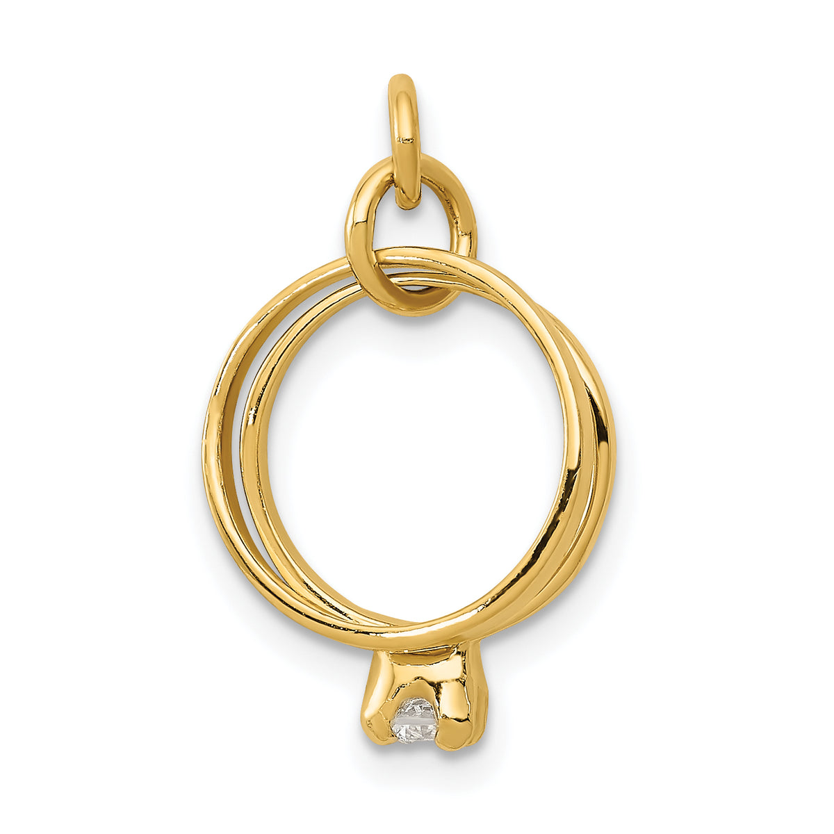 14k 3D Wedding Rings CZ Charm