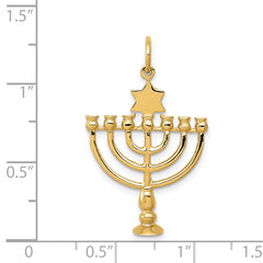 14K Gold Polished 3D Menorah Charm Elegant Themed Pendant