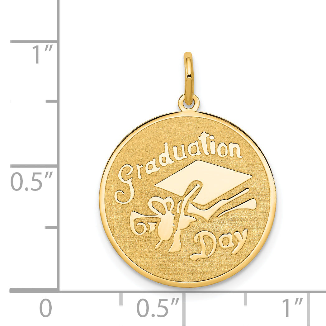 14K Gold Graduation Day Disc Charm with Flat Back Design