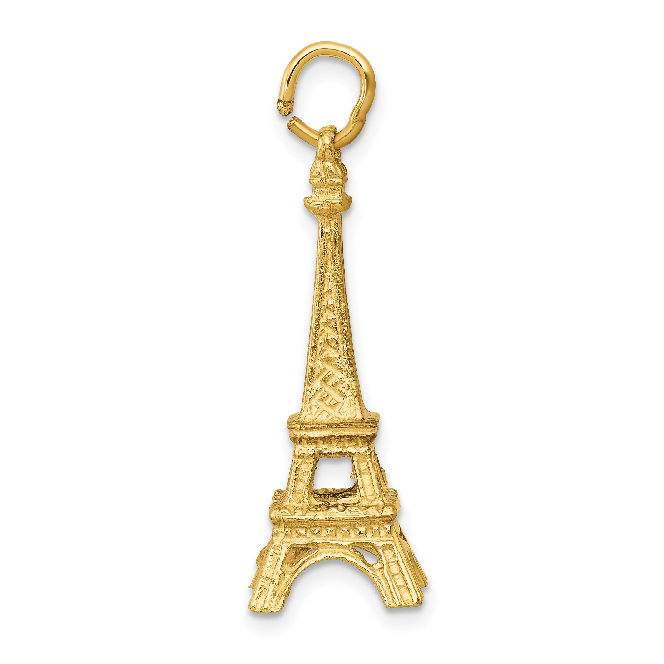 14K Gold 3D Eiffel Tower Charm Elegant Themed Jewelry by Sophia Jewelers