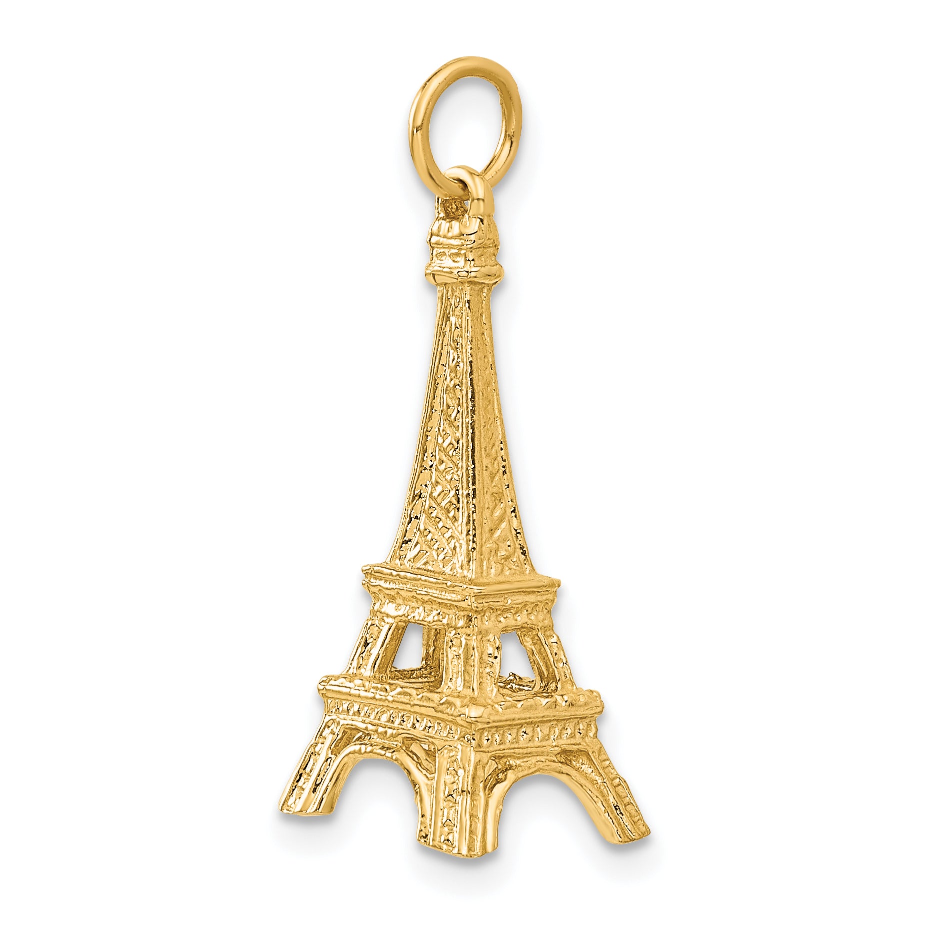 14K Gold 3D Eiffel Tower Charm Elegant Themed Jewelry by Sophia Jewelers