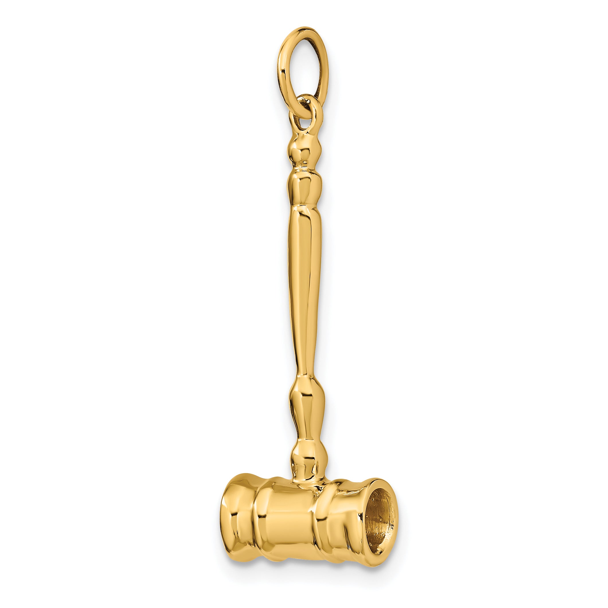 14K Gold Polished 3D Gavel Charm for Men by Sophia Jewelers