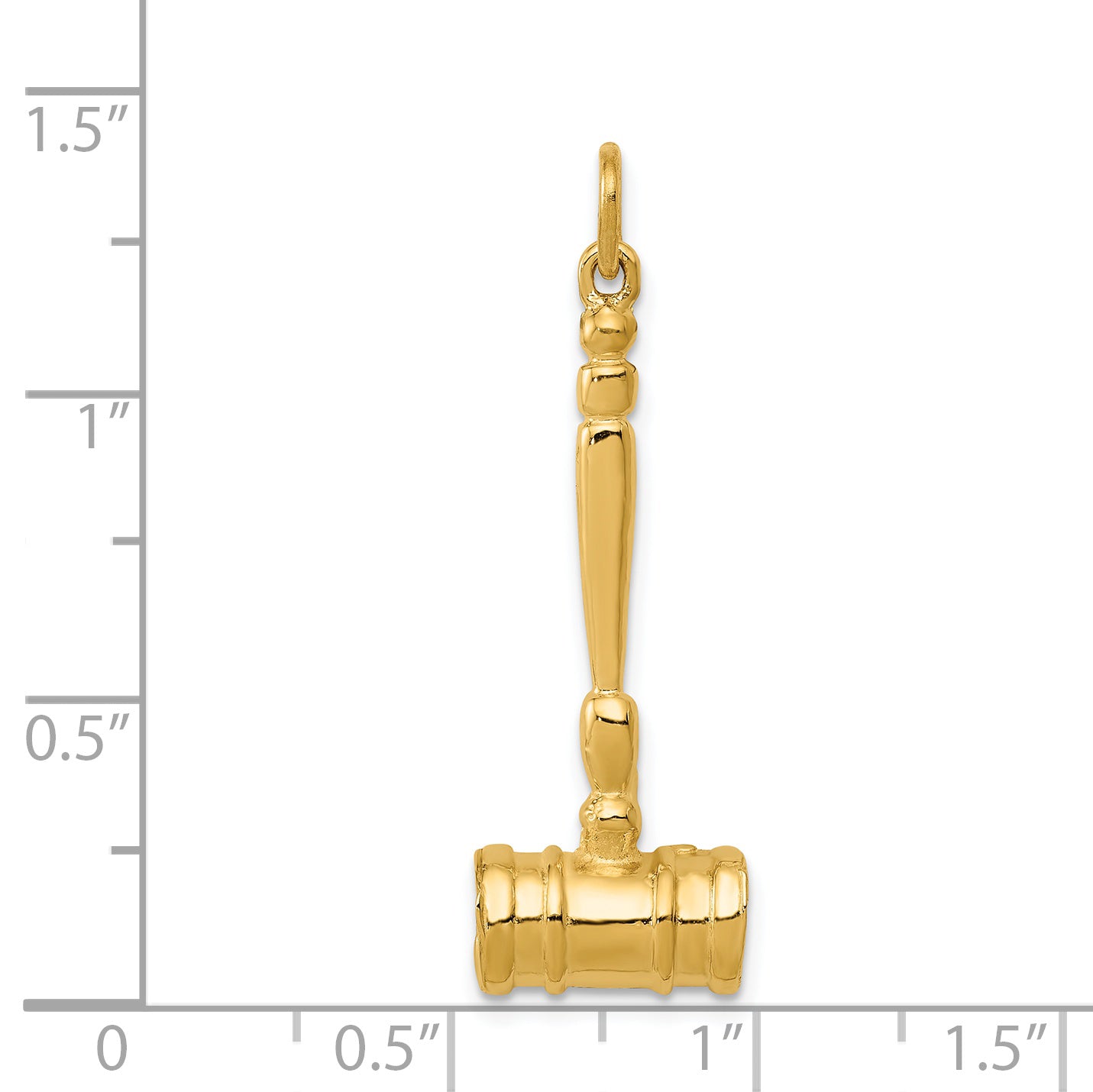 14K Gold Polished 3D Gavel Charm for Men by Sophia Jewelers