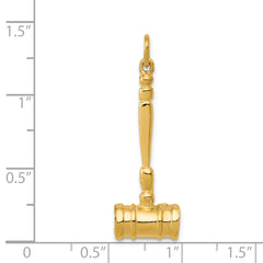 14K Gold Polished 3D Gavel Charm for Men by Sophia Jewelers