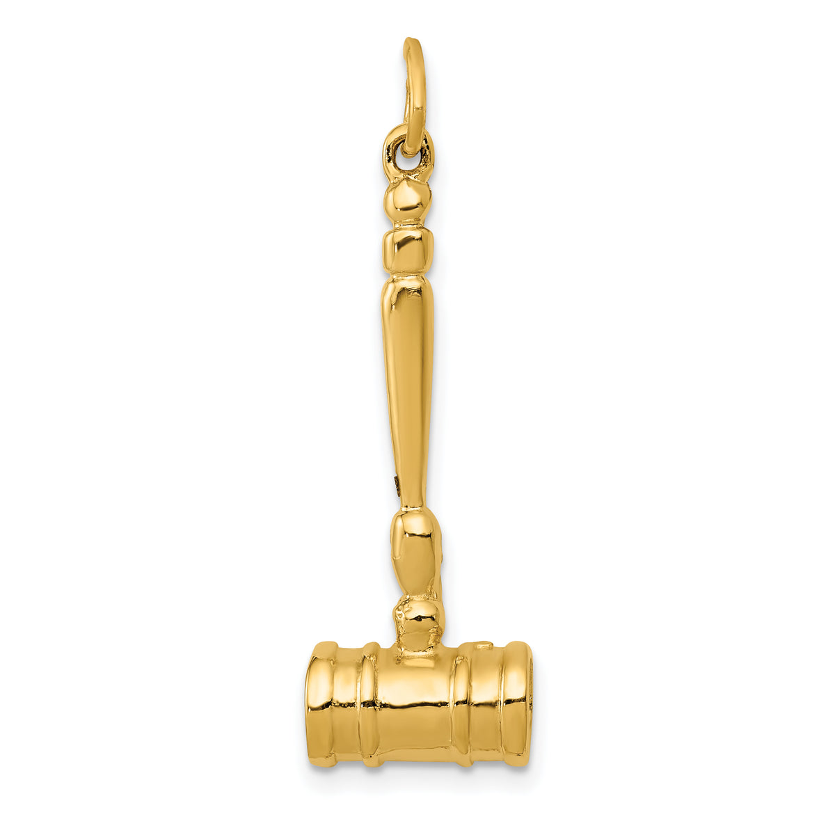 14K Gold 3-D Gavel Charm Pendant with Elegant Themed Design