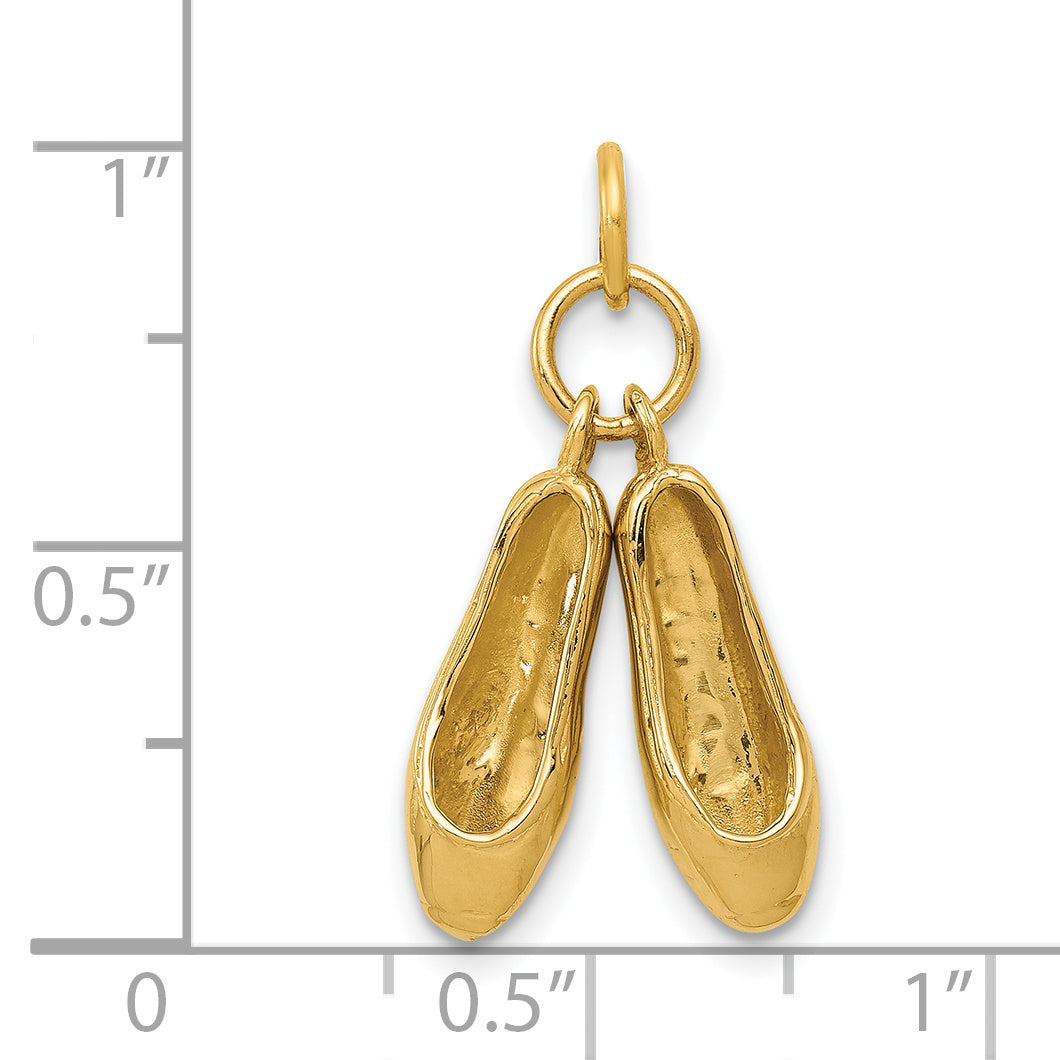 14K 3D Ballet Slippers Charm