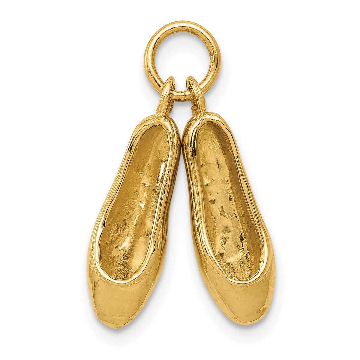 14K Gold Ballet Slippers Charm with Elegant 3D Design