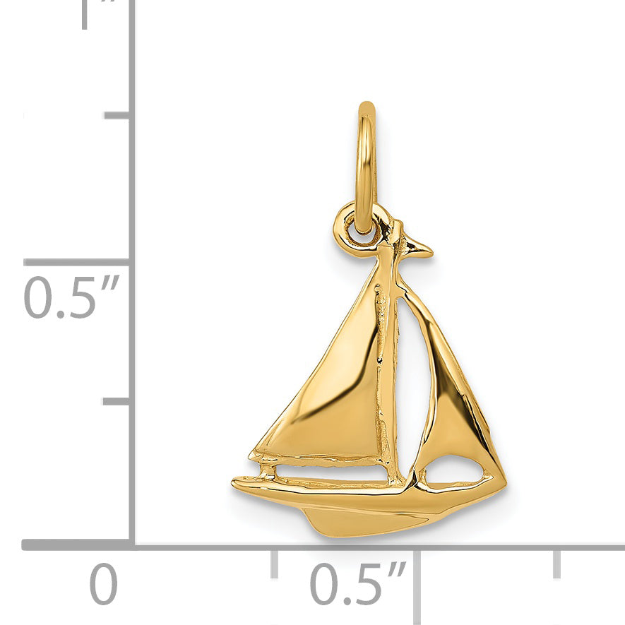 14K Gold 3D Sailboat Charm Elegant Nautical Jewelry by Sophia Jewelers