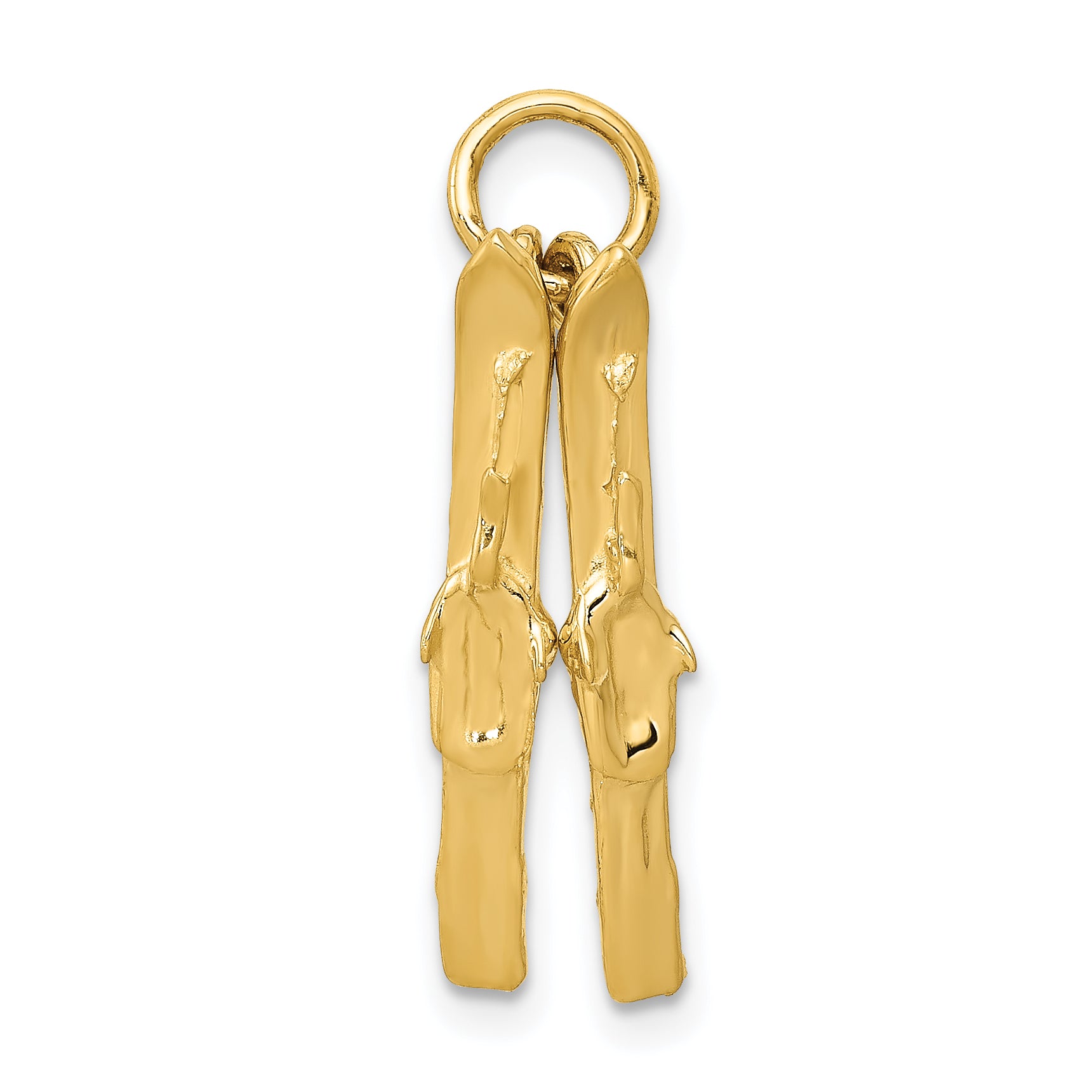 14K Gold 3D Skis Charm with Moveable Design for Men