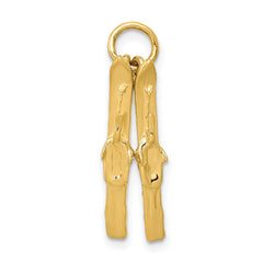 14K Gold 3D Skis Charm with Moveable Design for Men