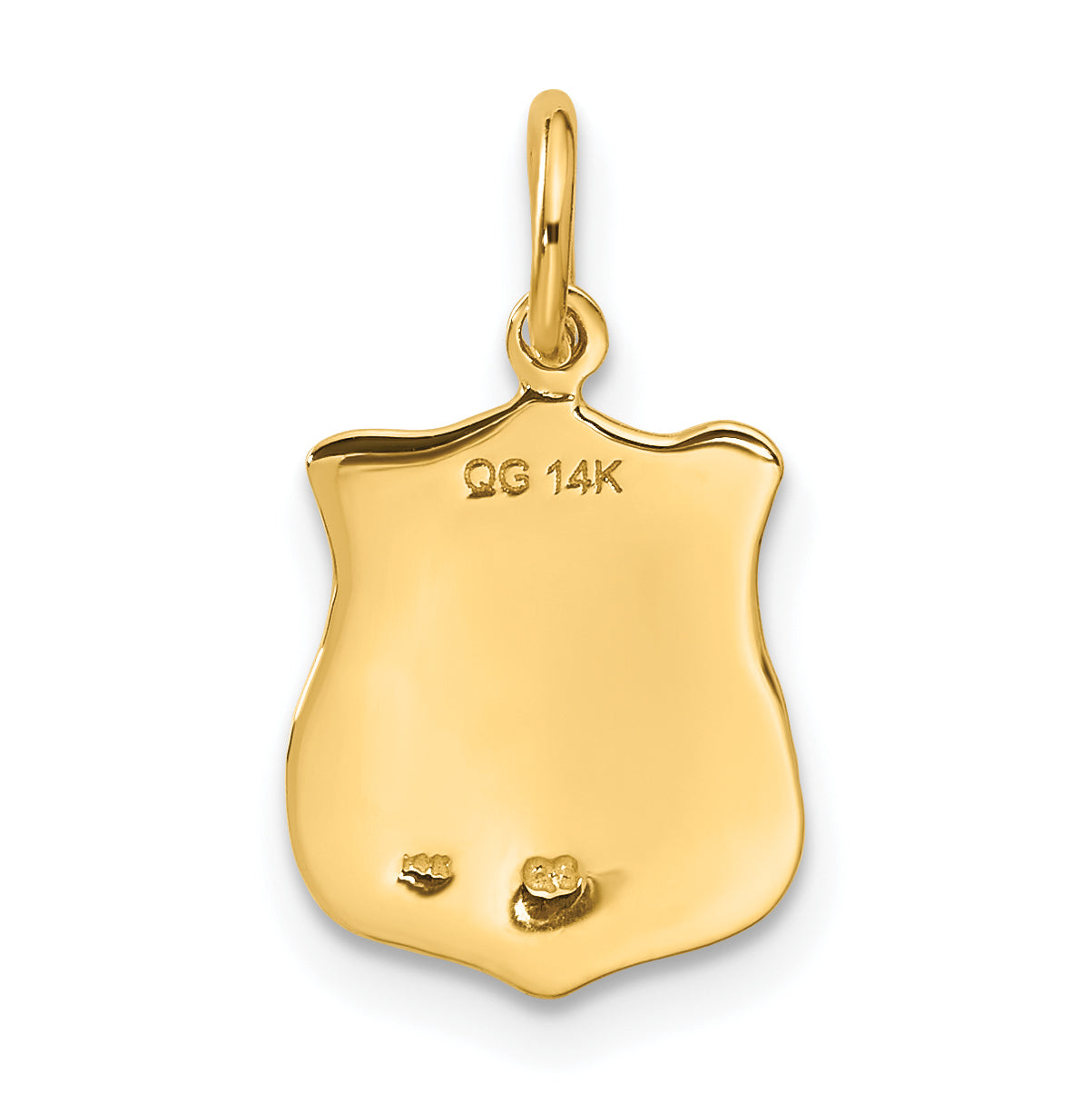 14K Gold Police Badge Charm with Polished Finish and Engravable Design