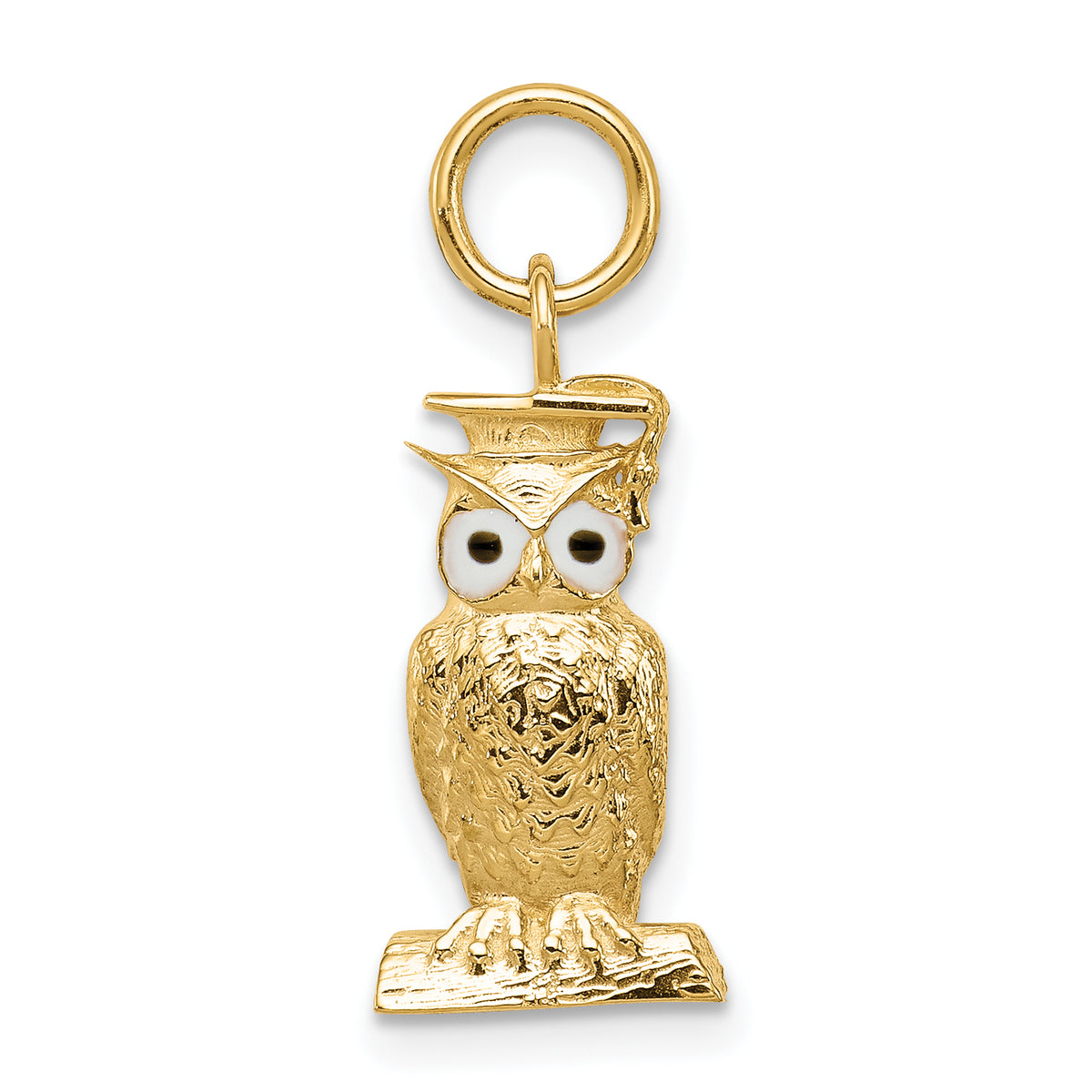 14K Gold Graduation Owl Charm with Enamel Elegant Keepsake