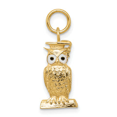 14K Gold Graduation Owl Charm with Enamel Elegant Keepsake