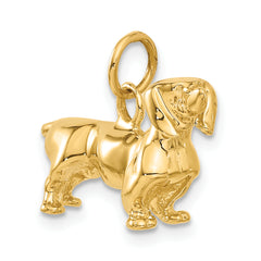 14K Gold Polished 3D Dachshund Dog Charm by Sophia Jewelers