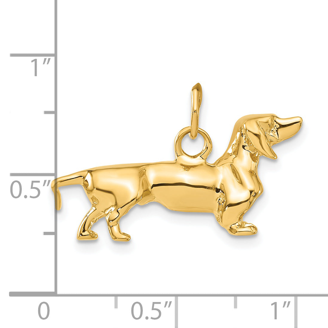 14K Gold Polished 3D Dachshund Dog Charm by Sophia Jewelers