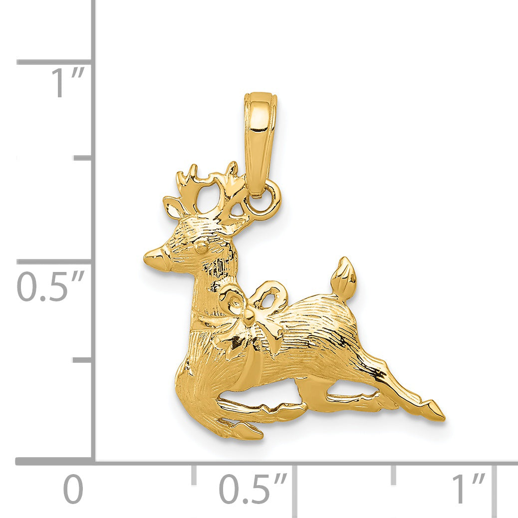 14k Polished Reindeer Pendant