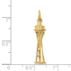 14K Gold 3D Space Needle Charm with Polished Finish