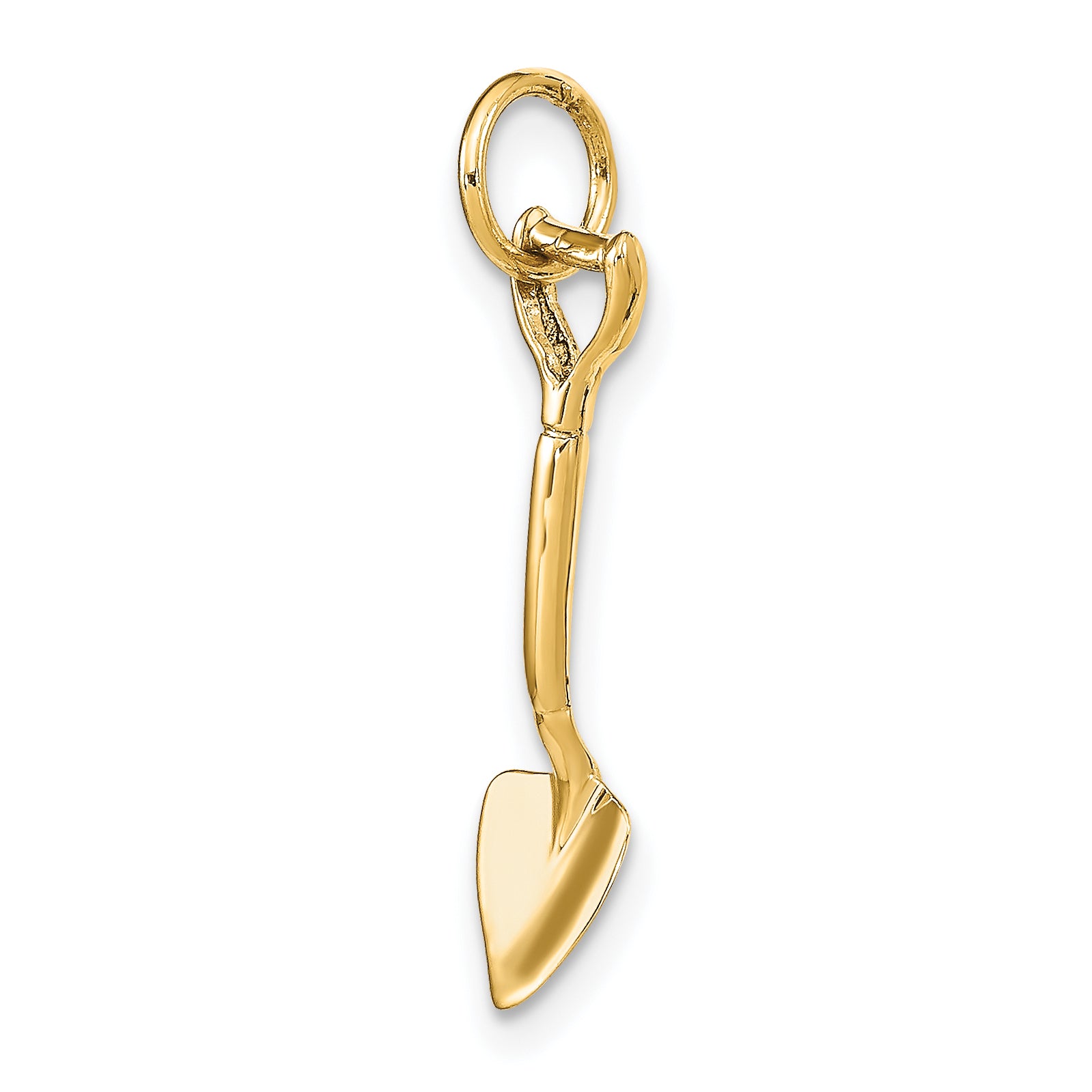 14K Gold Polished 3D Spade Charm Pendant Elegant Themed Design