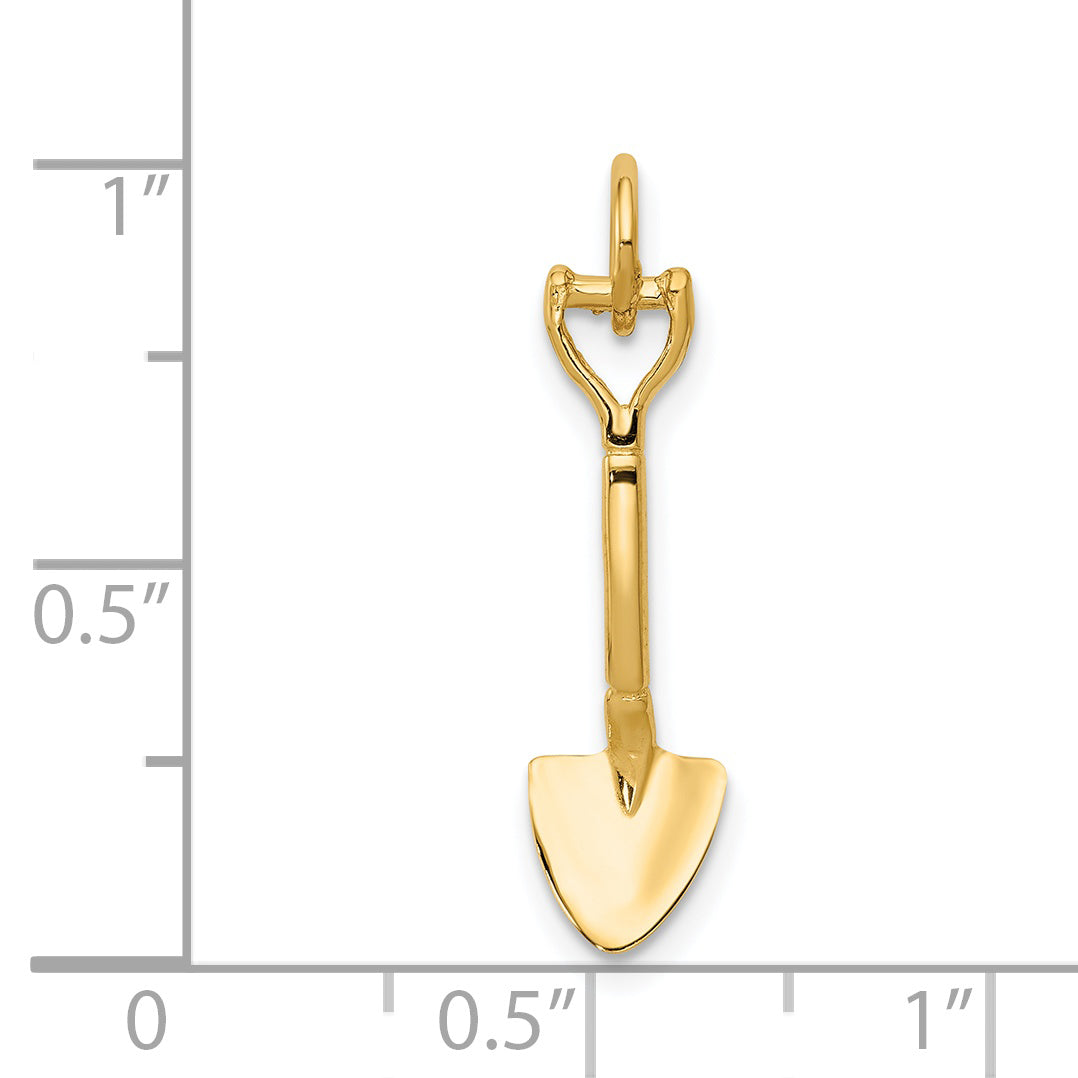 14K Gold Polished 3D Spade Charm Pendant Elegant Themed Design