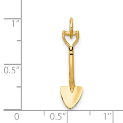 14K Gold Polished 3D Spade Charm Pendant Elegant Themed Design