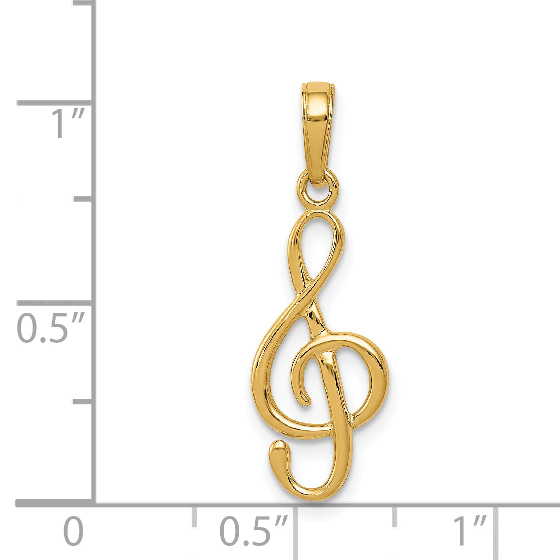 14K 3-D Clef Treble Clef Pendant