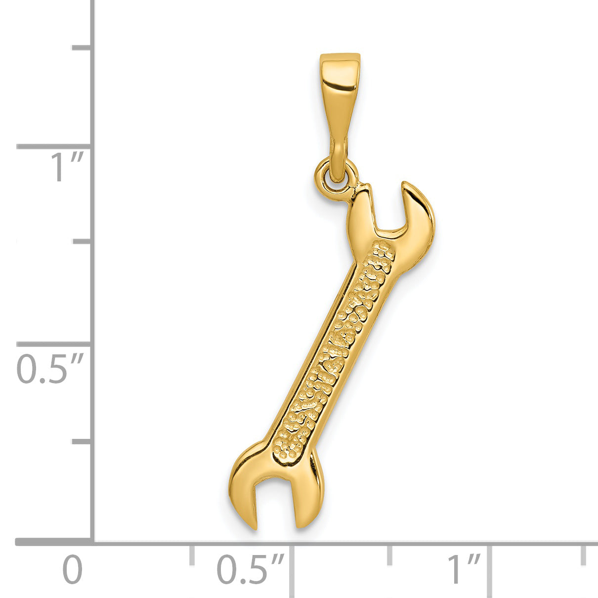 14K Gold 3D Wrench Charm for Men  Polished Solid Design