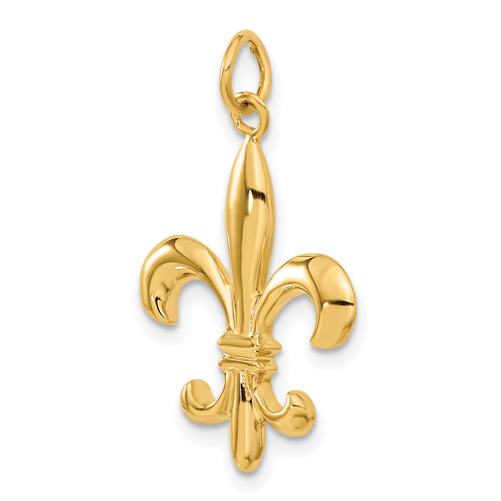 14K Gold Fleur de Lis 3D Men's Charm with Polished Finish