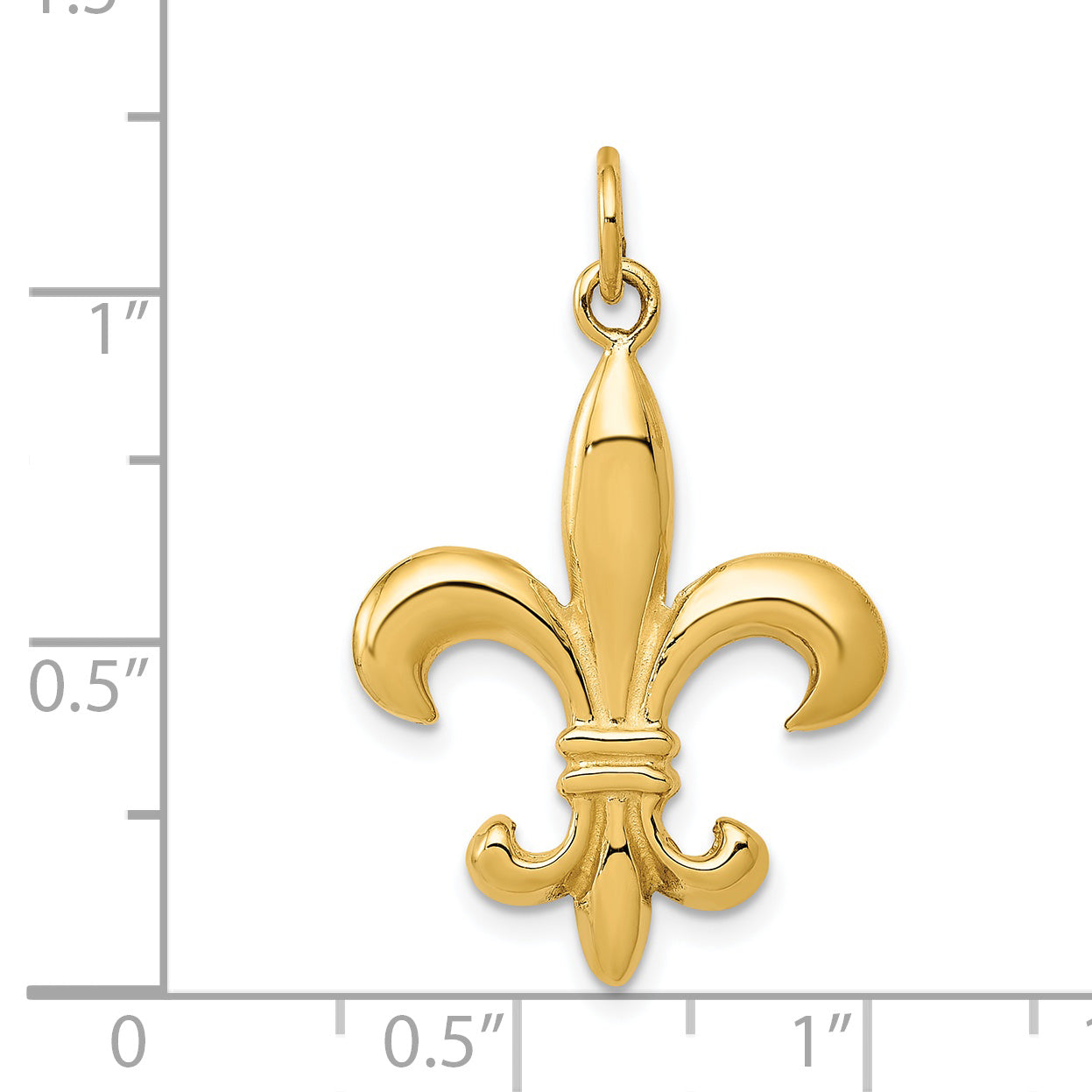 14K Gold Fleur de Lis 3D Men's Charm with Polished Finish