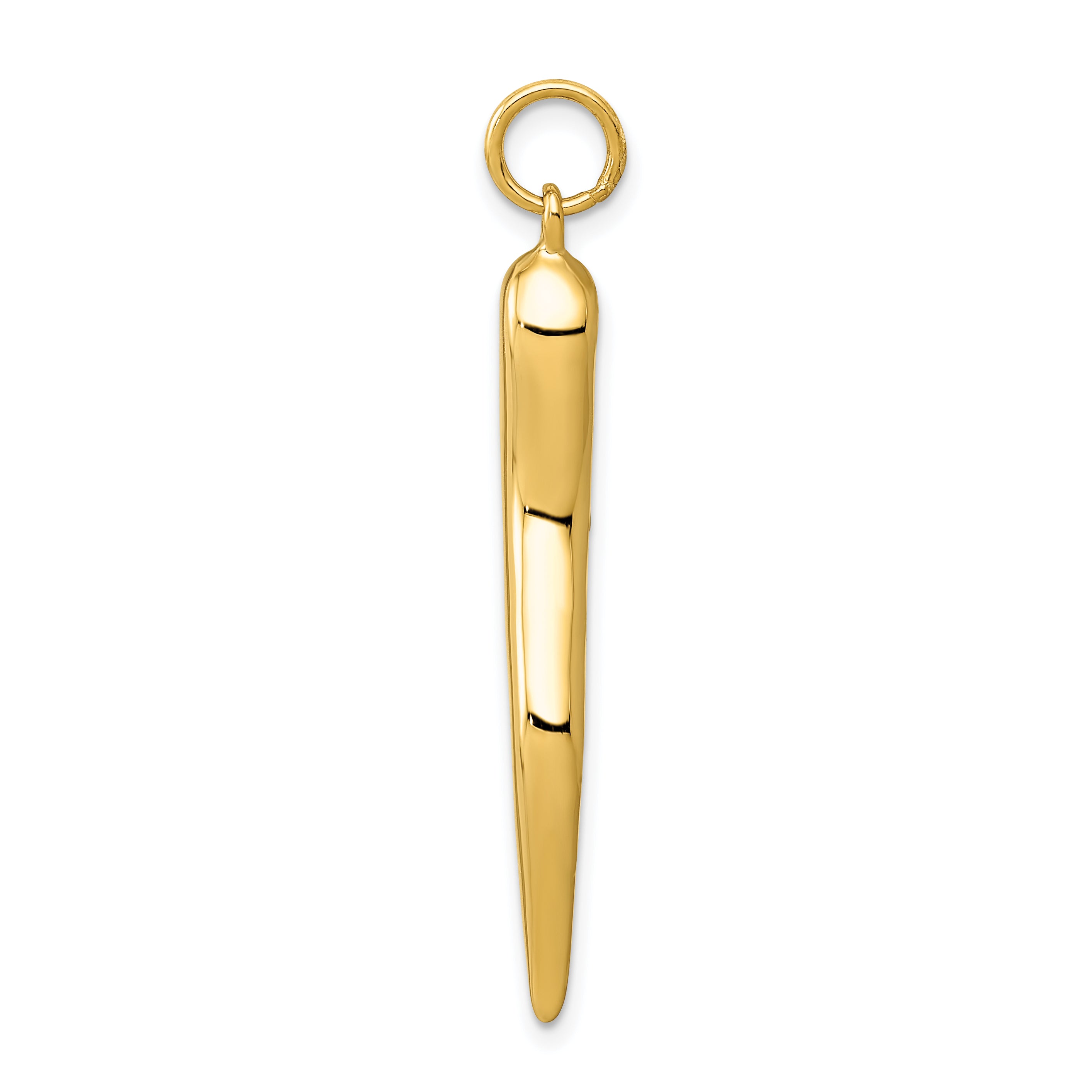 14K Gold Polished Men's 3D Italian Horn Pendant from Sophia Jewelers