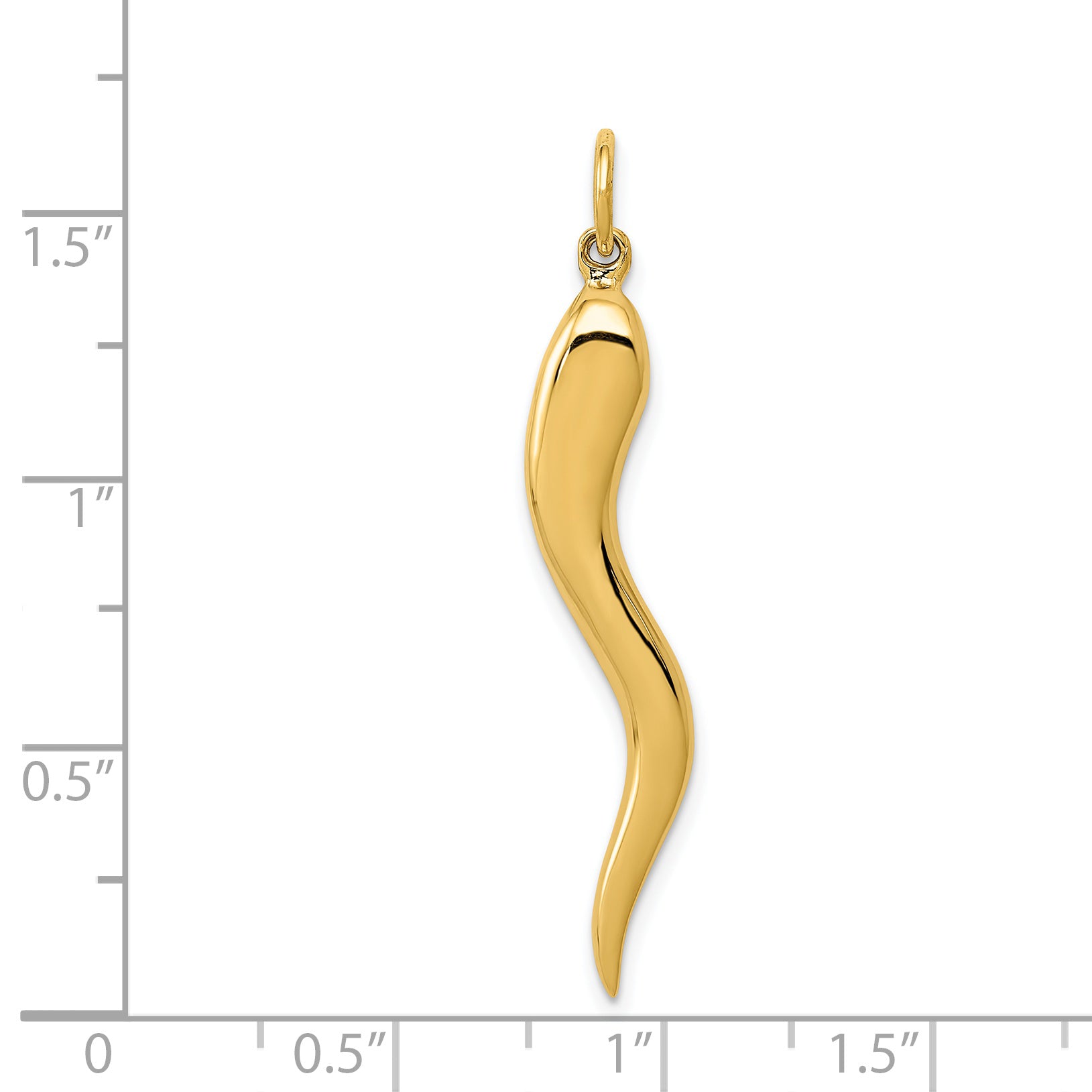 14K Gold Polished Men's 3D Italian Horn Pendant from Sophia Jewelers